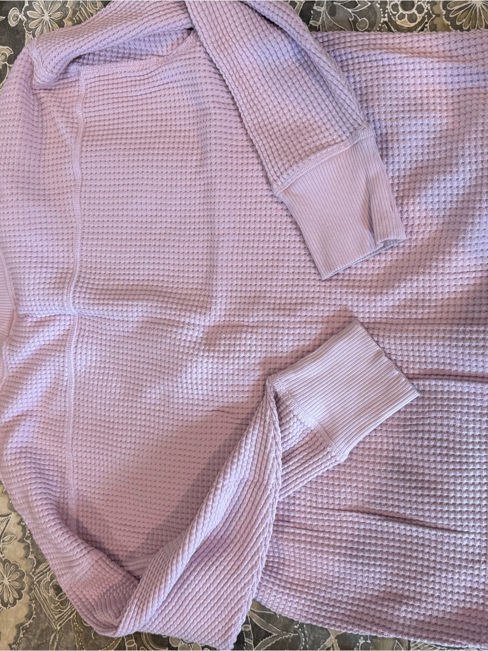 aerie Lavender Waffle-Knit Long Sleeve Top - Picture 2 of 3